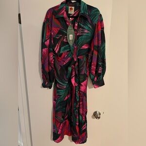 NWT Farm Rio Midnight Leaves viscose Dress